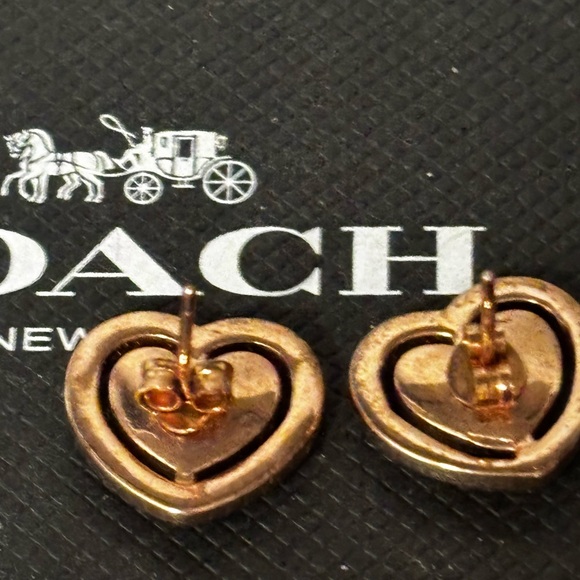 Coach Heart-Shaped Silver and Rose Gold Earrings - Picture 3 of 6